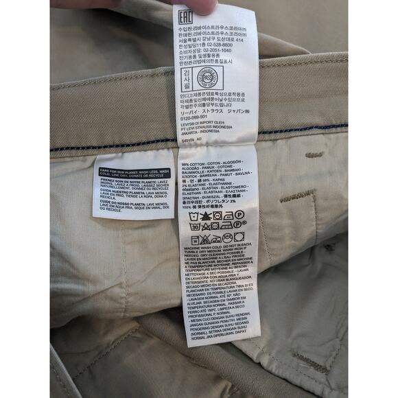 Levi XX Chino Standard Jeans 34x30 Beige Tan Mens High Rise Tapered‎ Legs WPL423 - Picture 5 of 10